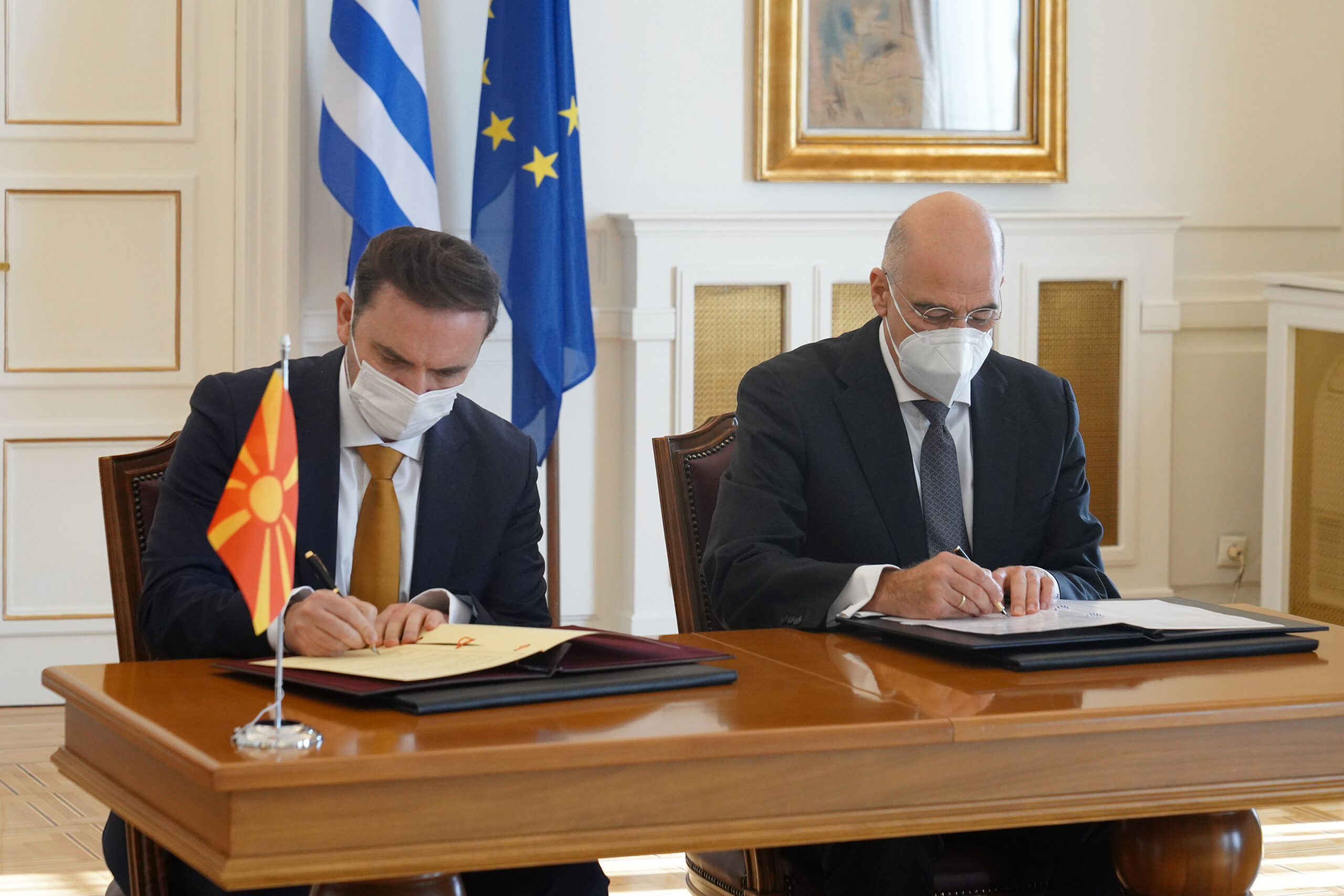 Συνάντηση Υπουργού Εξωτερικών, Νίκου Δένδια, με τον Υπουργό Εξωτερικών της Βόρειας Μακεδονίας, Bujar Osmani (Αθήνα, 14.1.2021)