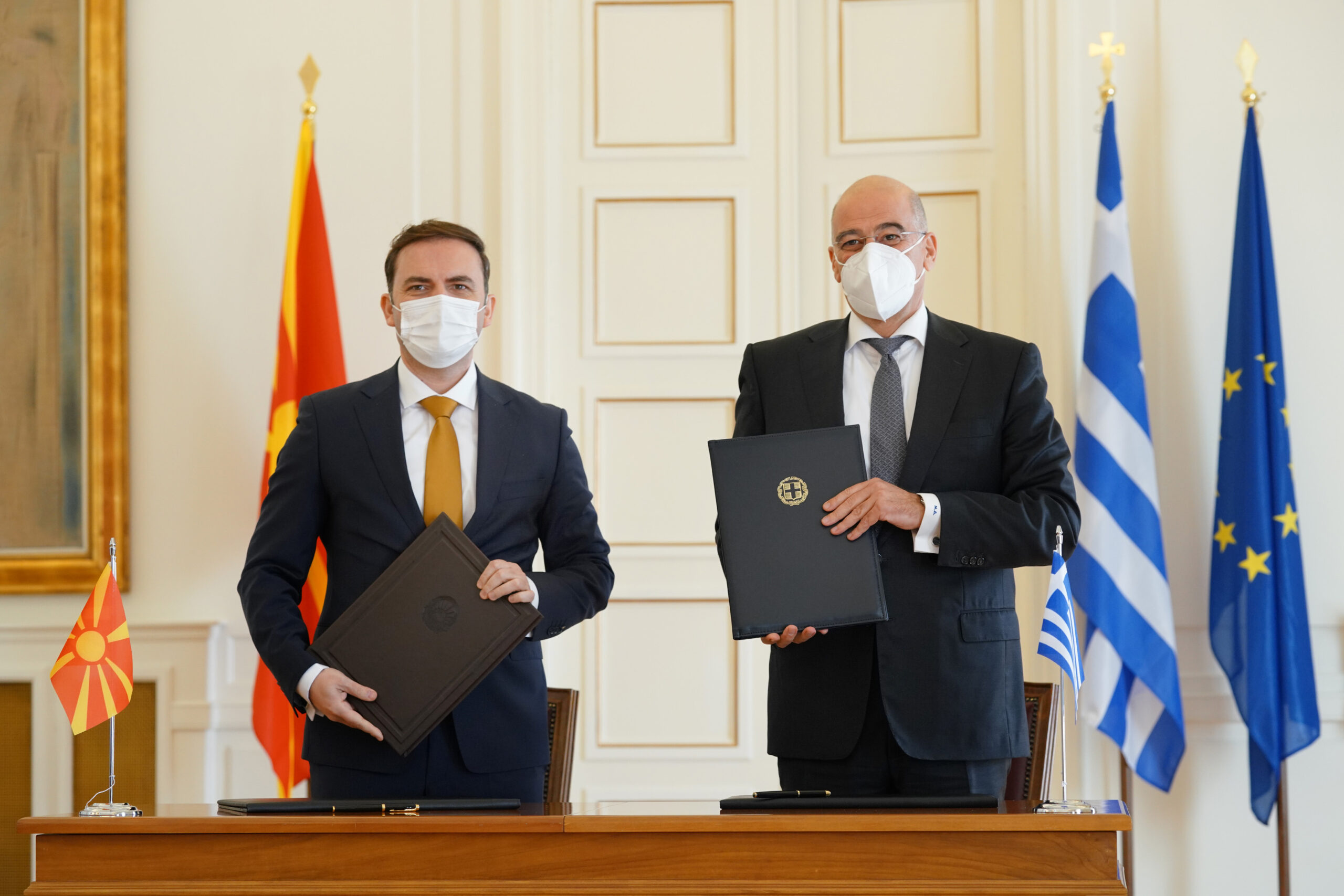 Συνάντηση Υπουργού Εξωτερικών, Νίκου Δένδια, με τον Υπουργό Εξωτερικών της Βόρειας Μακεδονίας, Bujar Osmani (Αθήνα, 14.1.2021)