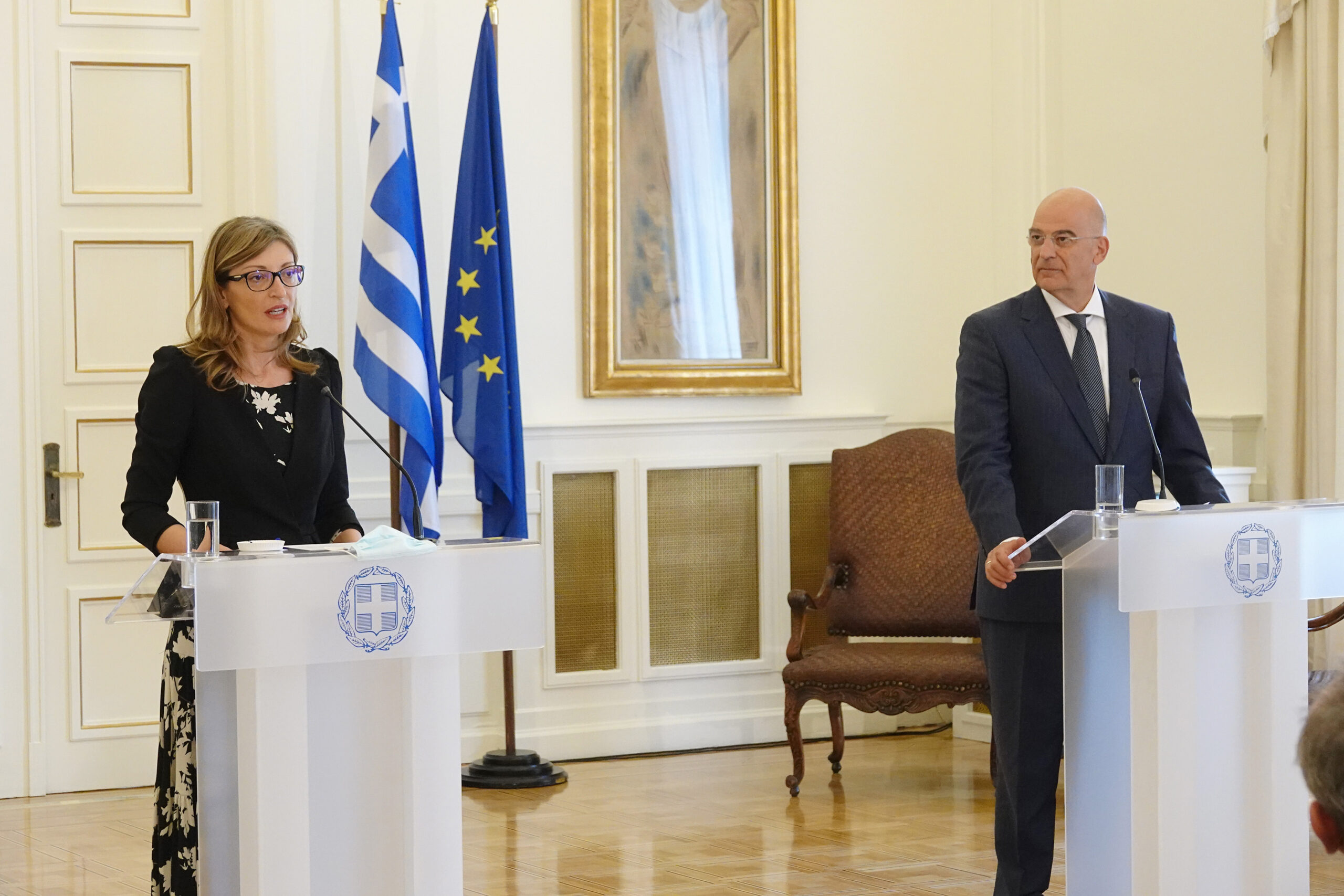 Δηλώσεις του Υπουργού Εξωτερικών, Νίκου Δένδια, και της Υπουργό Εξωτερικών της Βουλγαρίας, Ekaterina Zakharieva (Αθήνα, 27.07.2020)
