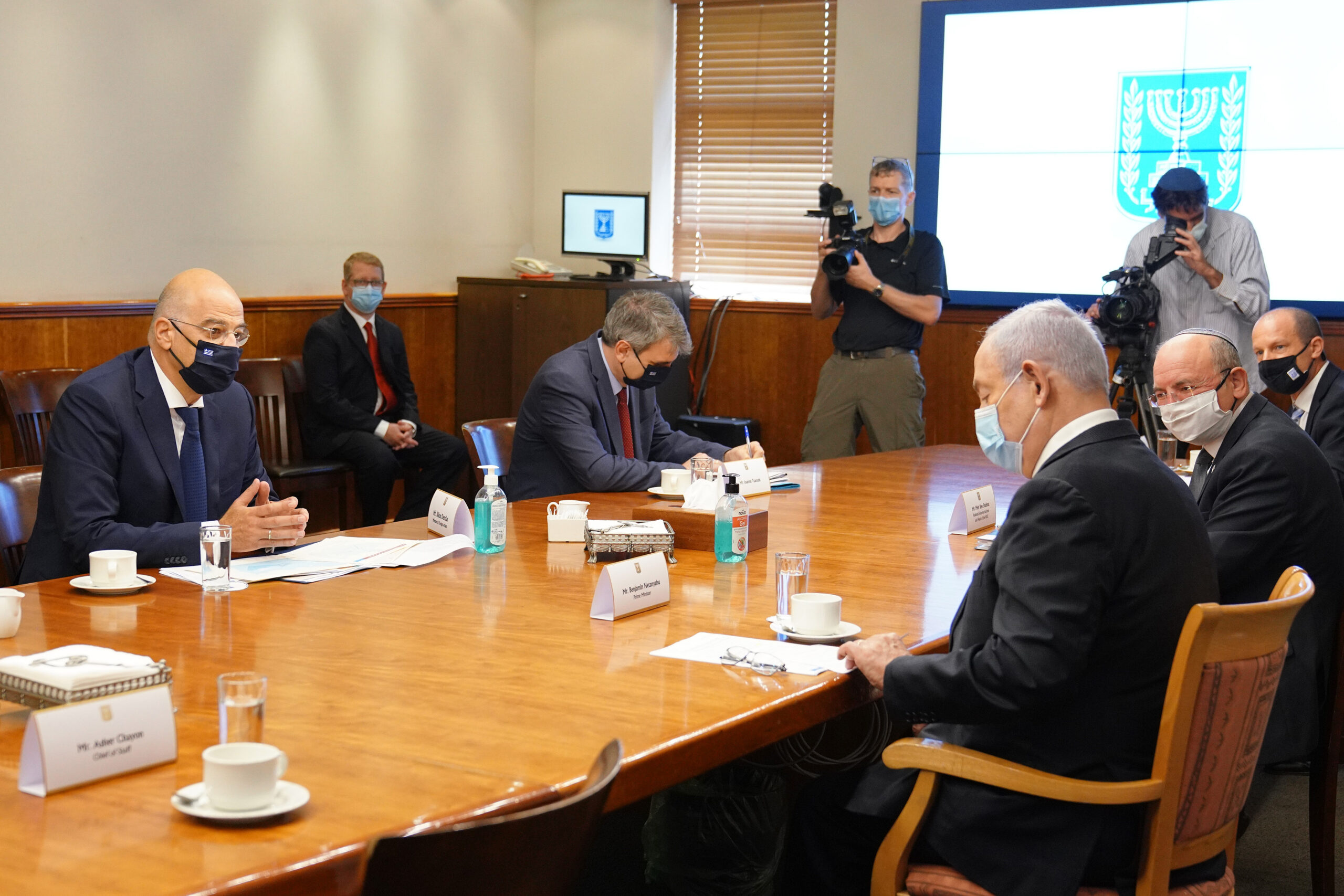 Επίσκεψη του Υπουργού Εξωτερικών, Νίκου Δένδια, στο Ισραήλ, και συνάντηση με τον Πρωθυπουργό του Ισραήλ, Benjamin Netanyahu., (Ιερουσαλήμ,13.08.2020)