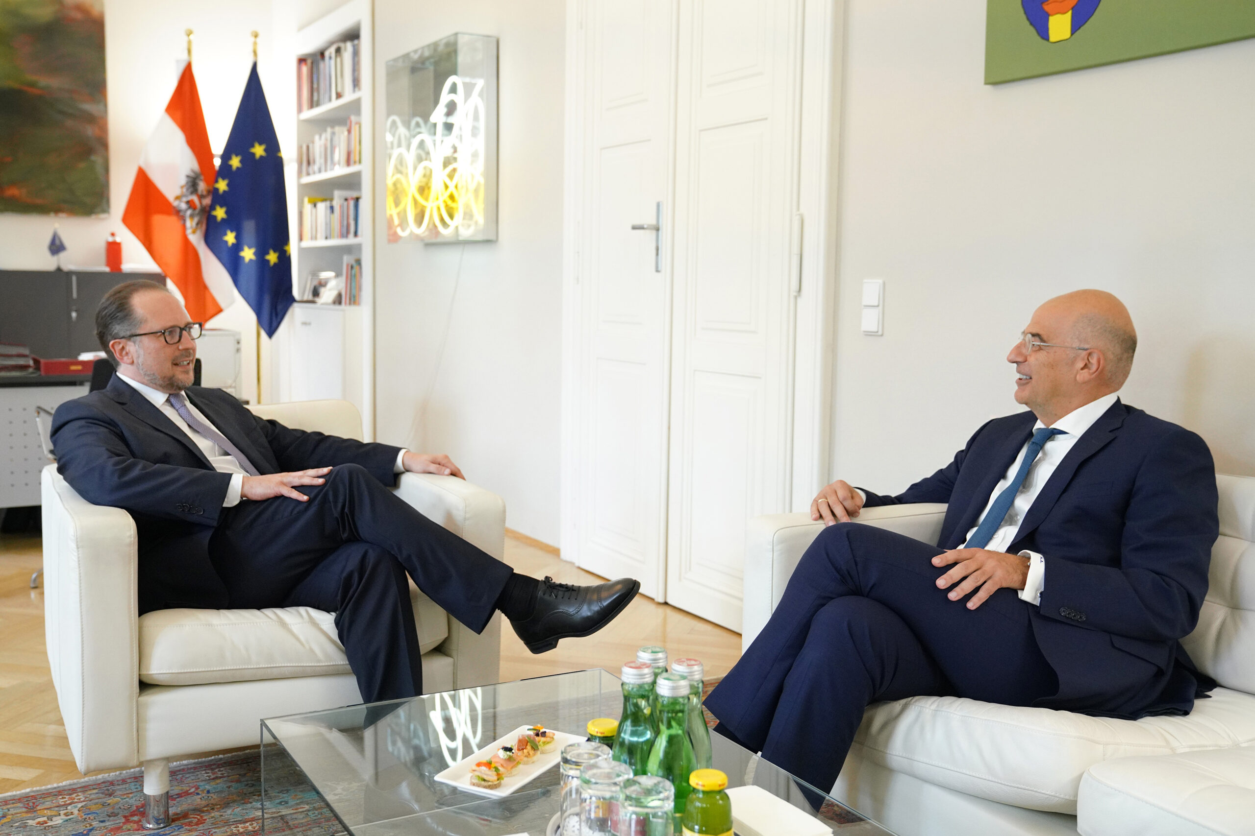 Συνάντηση Υπουργού Εξωτερικών, Νίκου Δένδια, με τoν Υπουργό Εξωτερικών της Αυστρίας, Alexander Schallenberg (Βιέννη, 14.08.2020)