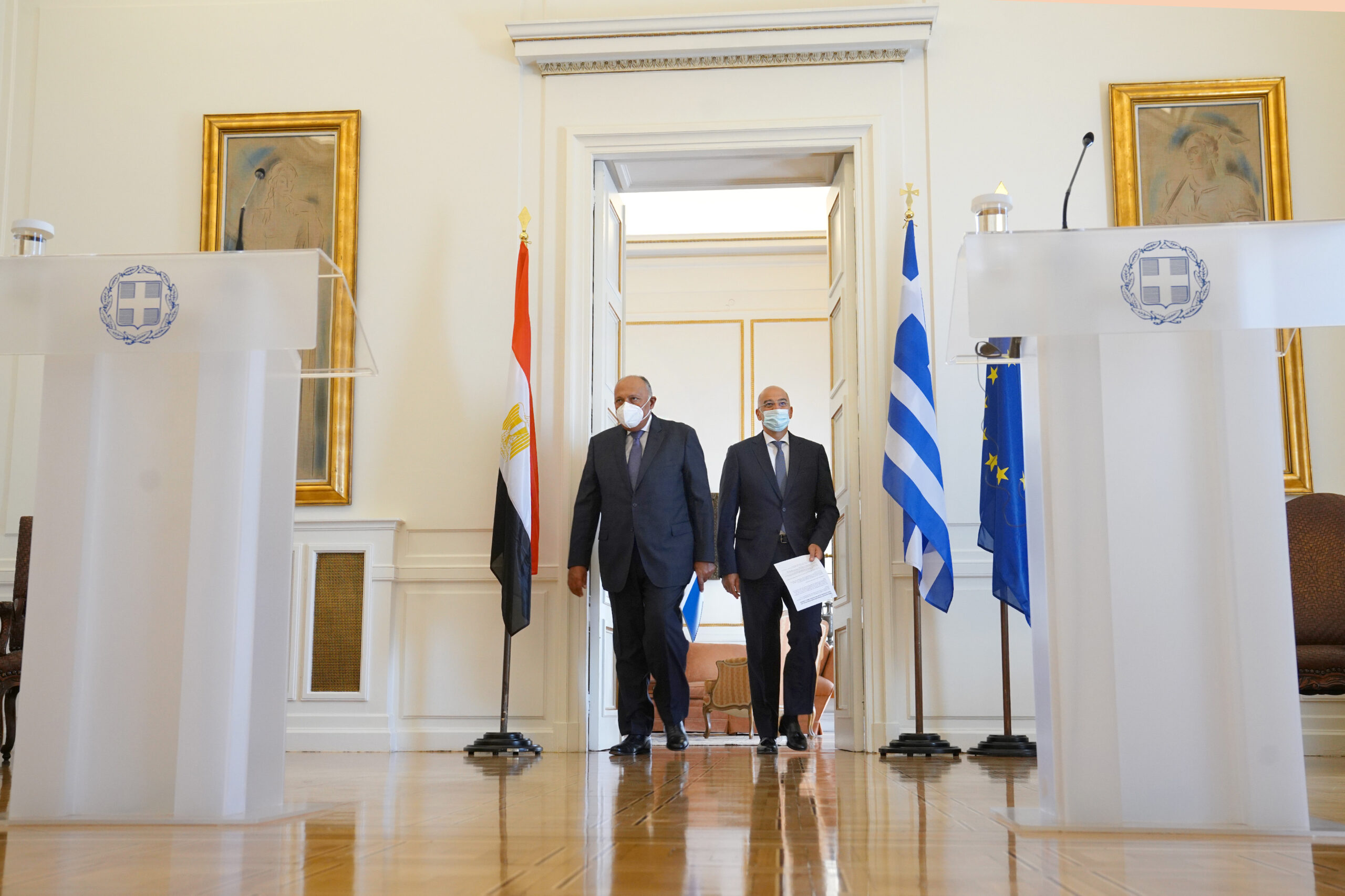 Συνάντηση του Υπουργού Εξωτερικών, κ. Νίκου Δένδια, με τον Υπουργό Εξωτερικών της Αιγύπτου, κ. Sameh Shoukry  (Αθήνα, 15.09.2020)
