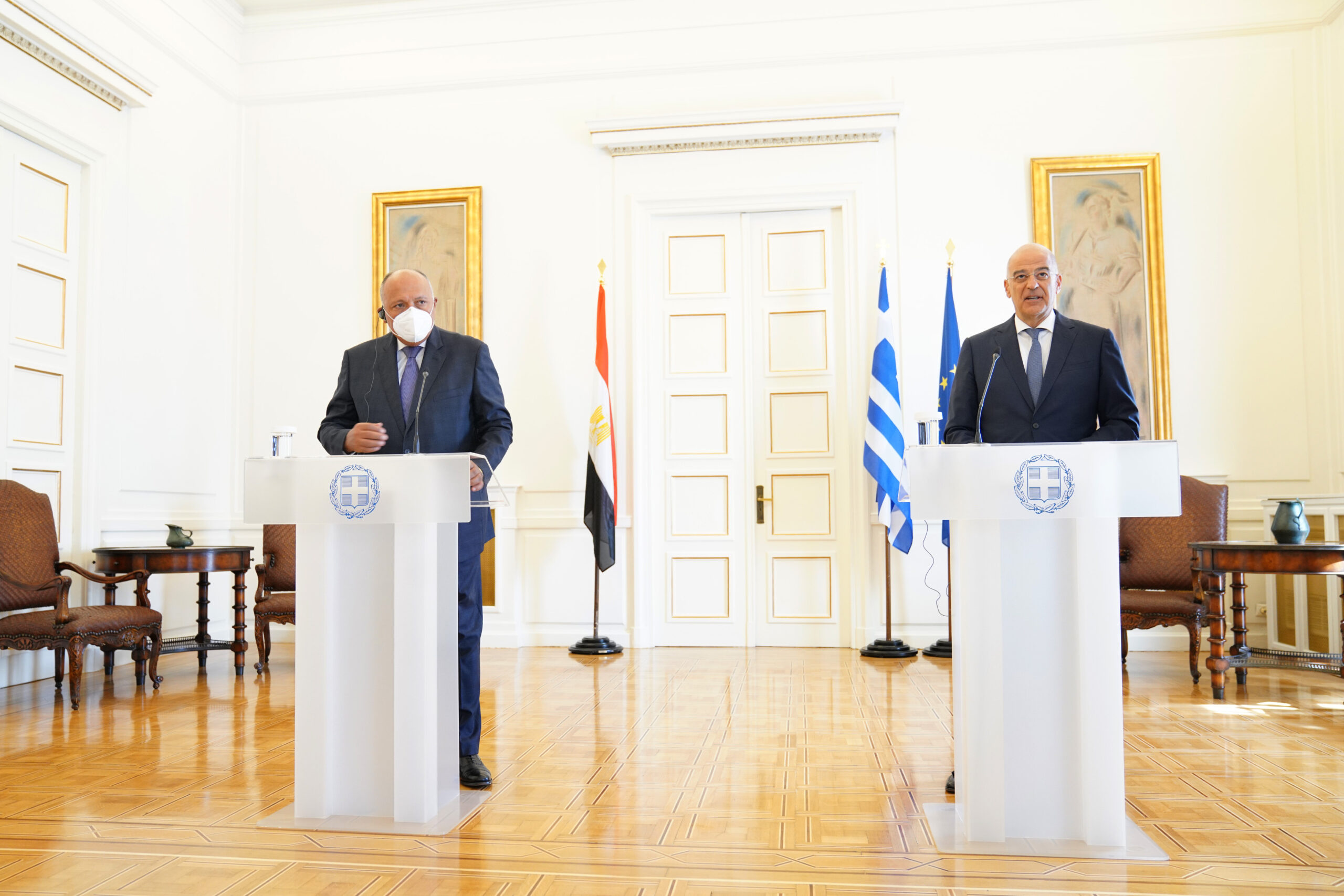Συνάντηση του Υπουργού Εξωτερικών, κ. Νίκου Δένδια, με τον Υπουργό Εξωτερικών της Αιγύπτου, κ. Sameh Shoukry  (Αθήνα, 15.09.2020)