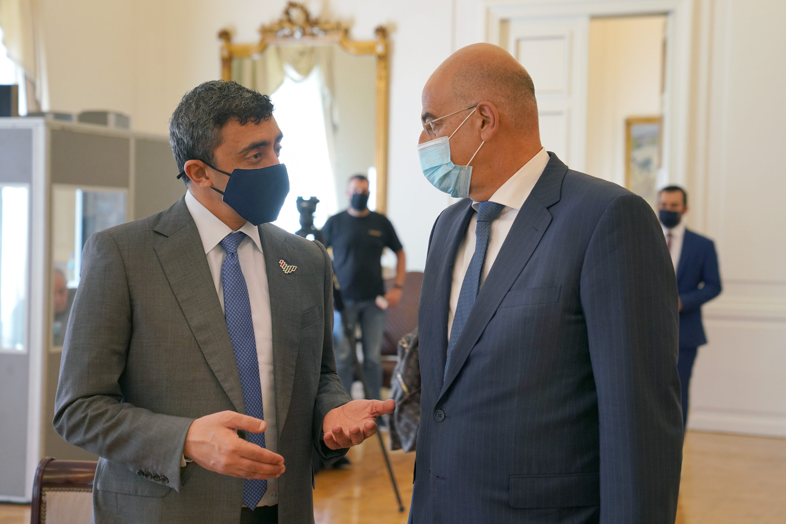 Συνάντηση Υπουργού Εξωτερικών, κ. Νίκου Δένδια, με τον Υπουργό Εξωτερικών των Ηνωμένων Αραβικών Εμιράτων, Σεΐχη Abdullah Bin Zayed Al Nahyan (Αθήνα, 25.09.2020)