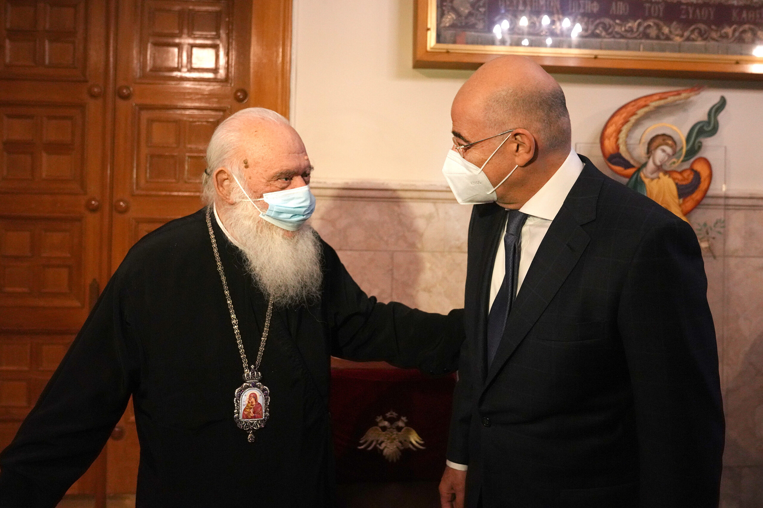 Συνάντηση του Υπουργού Εξωτερικών Νίκου Δένδια με τον Μακαριώτατο Αρχιεπίσκοπο Αθηνών και Πάσης Ελλάδος κ. Ιερώνυμο Β'  (Αθήνα 09/04/2021)