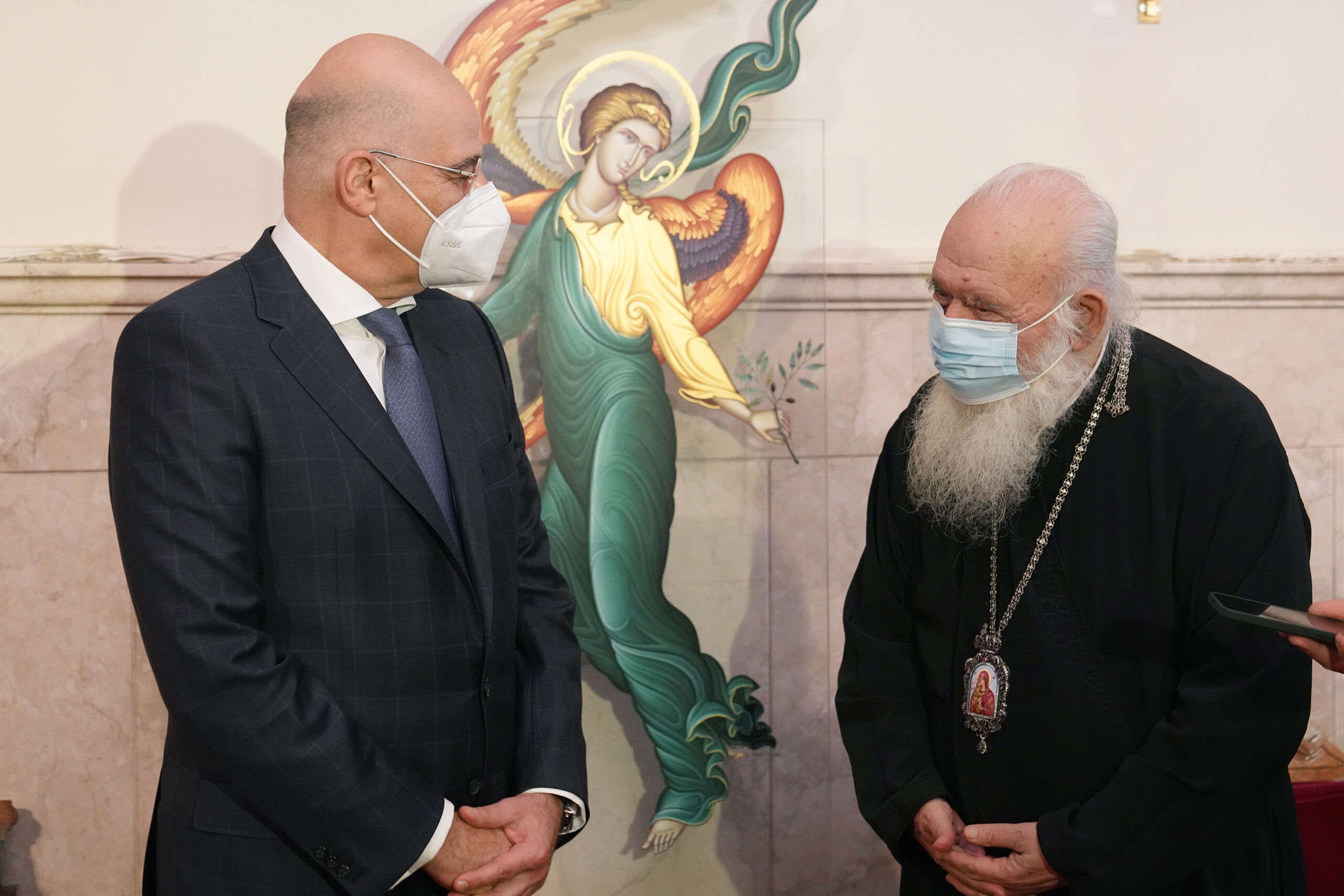 Συνάντηση του Υπουργού Εξωτερικών Νίκου Δένδια με τον Μακαριώτατο Αρχιεπίσκοπο Αθηνών και Πάσης Ελλάδος κ. Ιερώνυμο Β'  (Αθήνα 09/04/2021)
